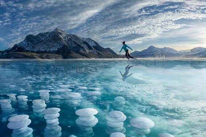 Abraham Ice Bubble/Sunwapta Falls,Snowshoeing,Icefield, Bow&Peyto - The Icefields Parkway Drive: A Road Trip You Actually Want to Sit Through