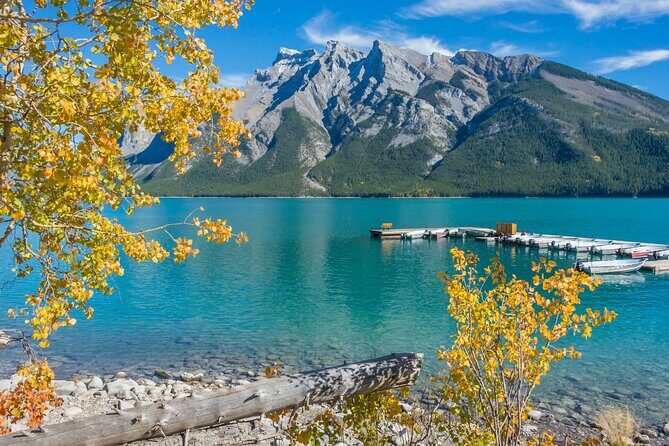 Banff Gondola, Lake Louise, Emerald Lake and Lake Minnewanka Tour - Two Jack Lake: turquoise calm with Mount Rundle in the background