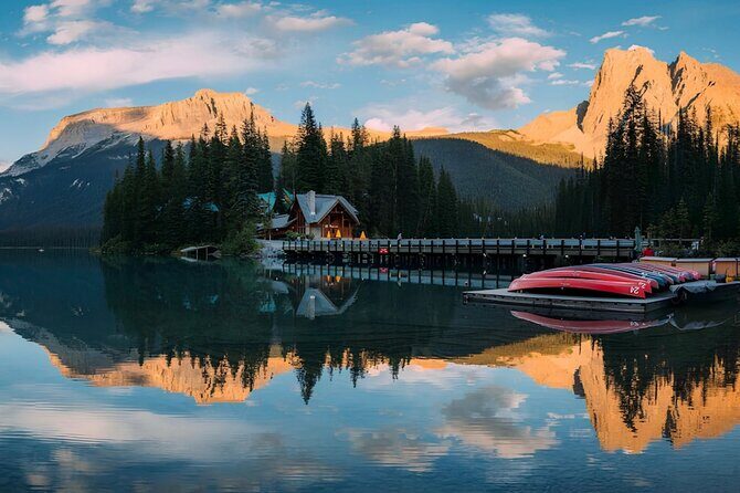 Emerald Lake,Natural Bridge, Wapta Falls & Takakkaw Falls in Yoho - Morning stops near Banff: Cascade, Vermilion, and Castle Mountain